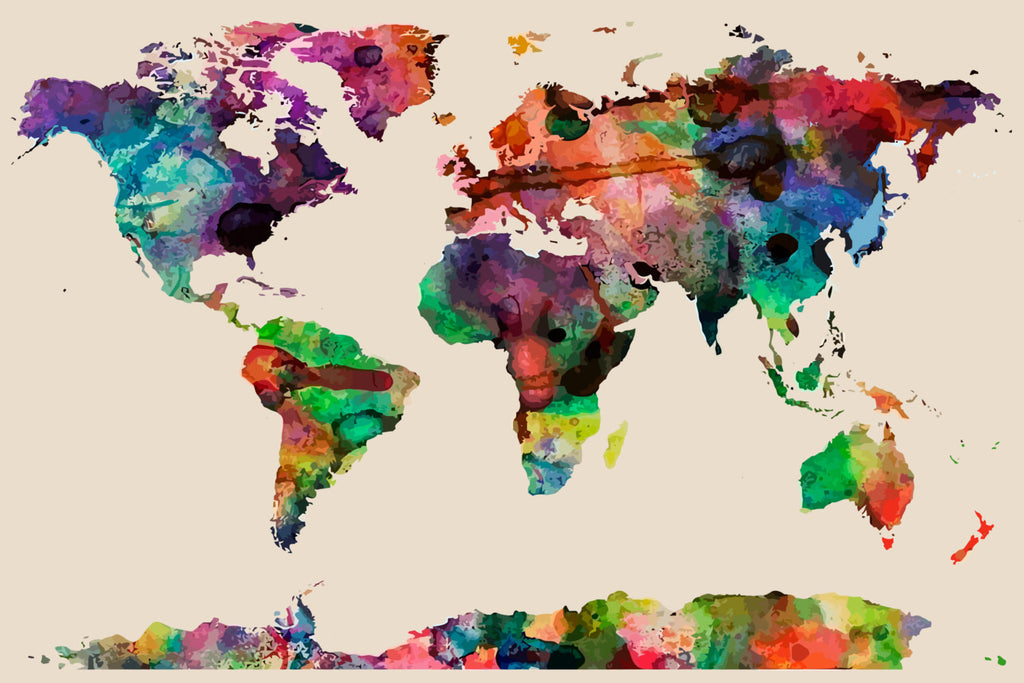 Original Watercolor World Map Bath Mat – TheDezineShop