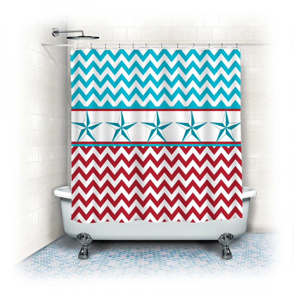 turquoise chevron shower curtain