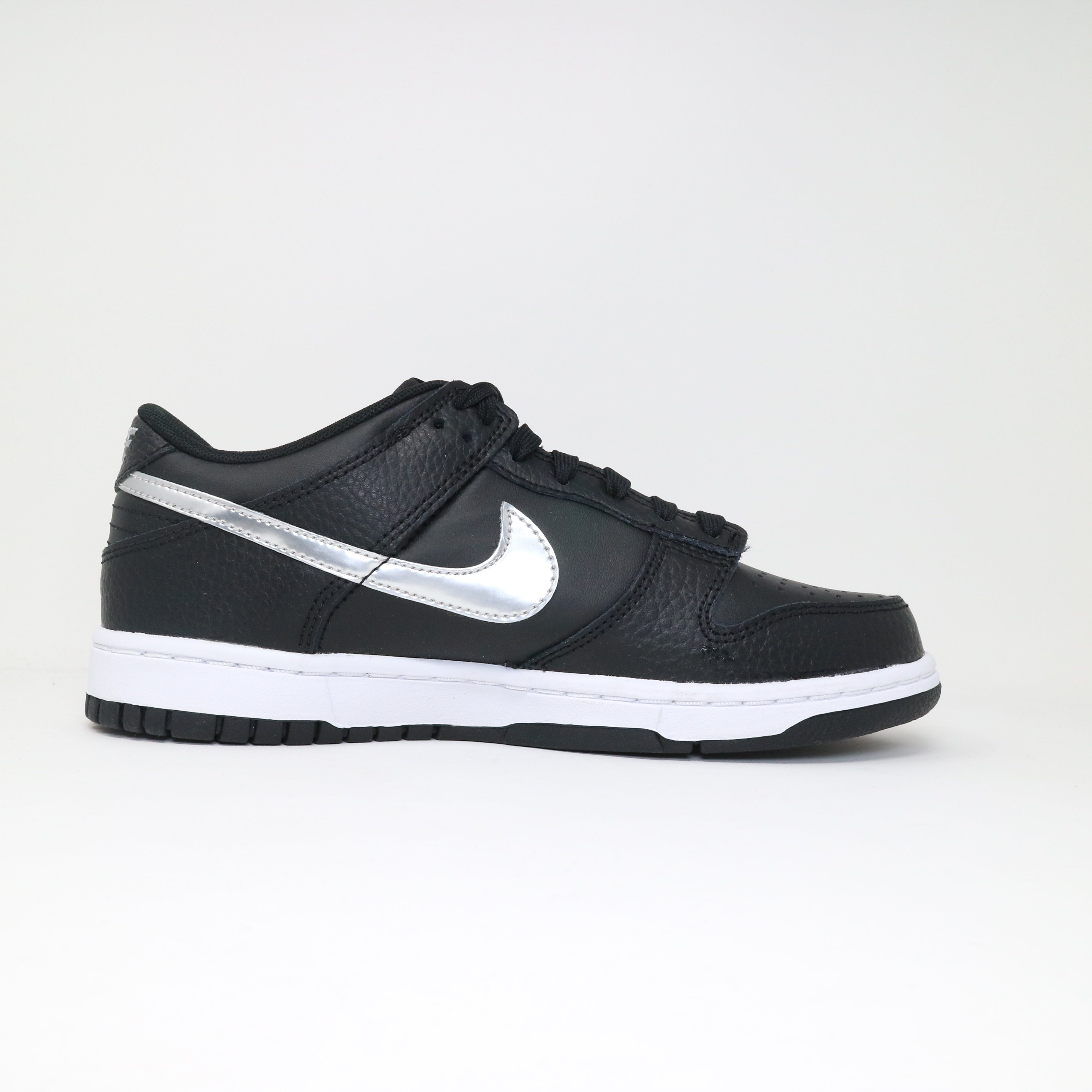 Kids Nike Dunk Low Leather Black Silver 3
