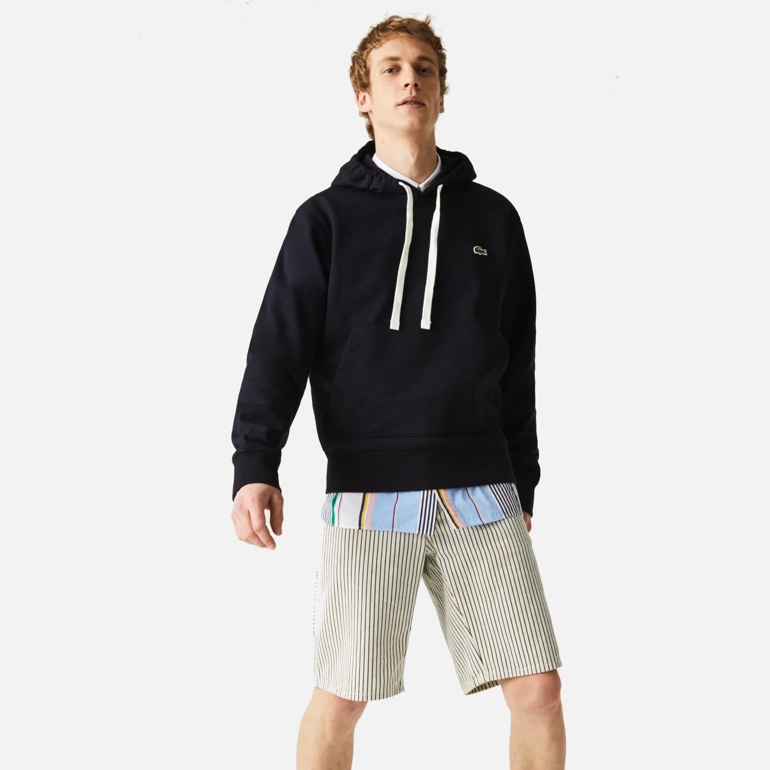 Mens Lacoste Navy Classique Hoodie Navy Cream 2