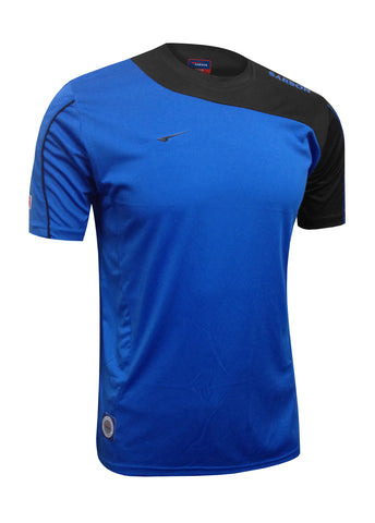 black and royal blue jersey