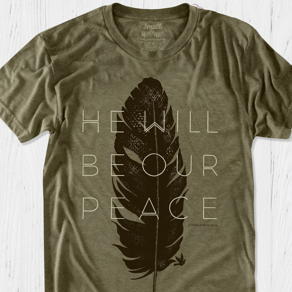 He Will Be Our Peace Men's Christian Triblend Tee | Olive Green – Mercy ...