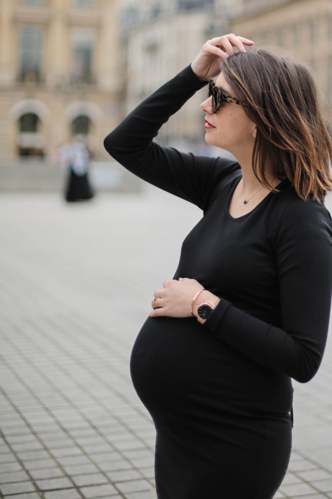 Black Stretch Maternity Dress