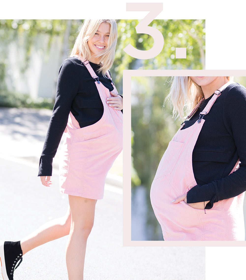 Black Maternity Crop Top with Maternity Pinafore