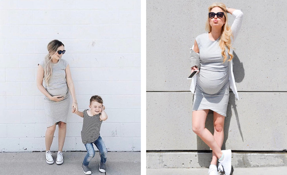 Grey Body-Con Maternity Dress