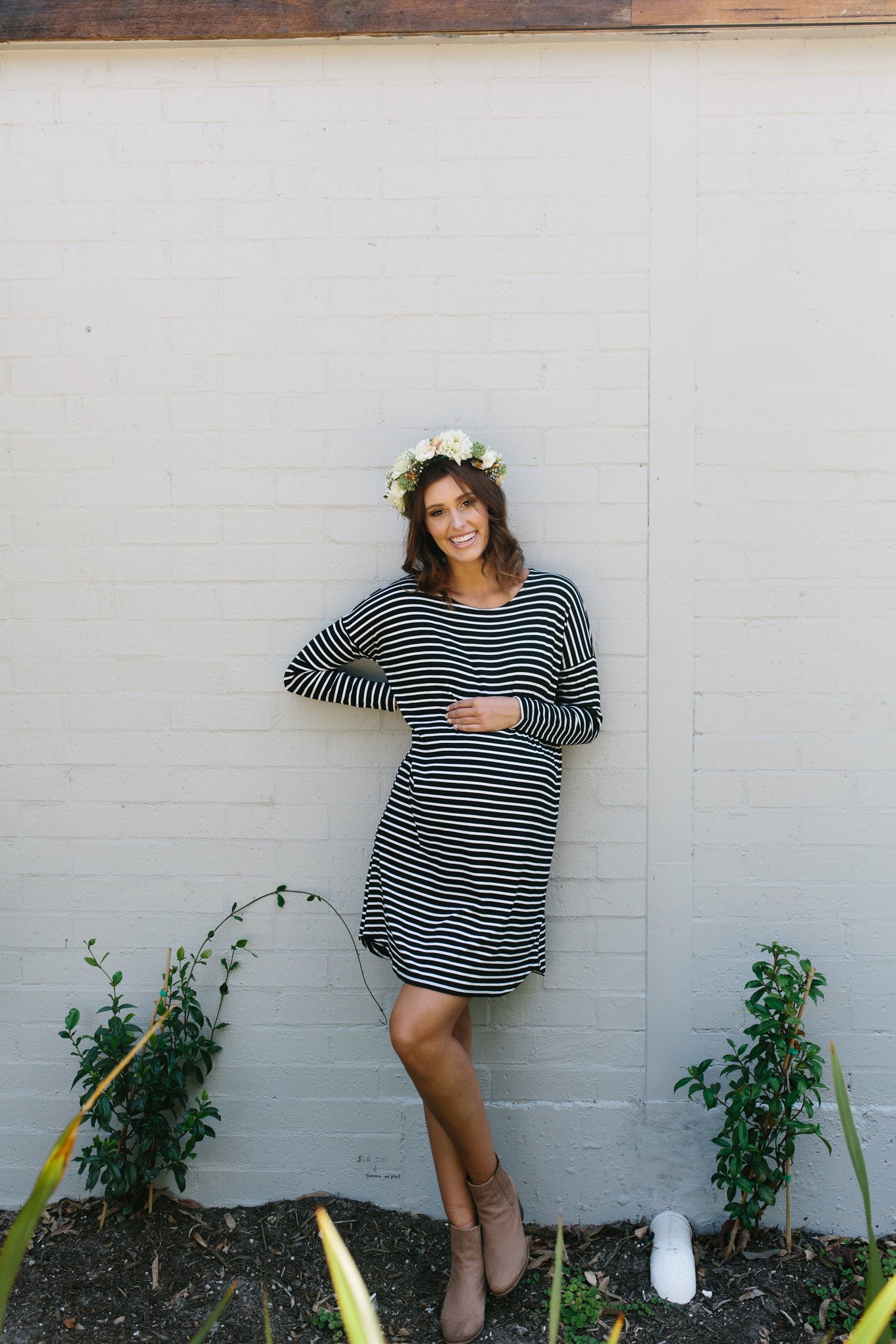 Black Stripe Maternity Dress