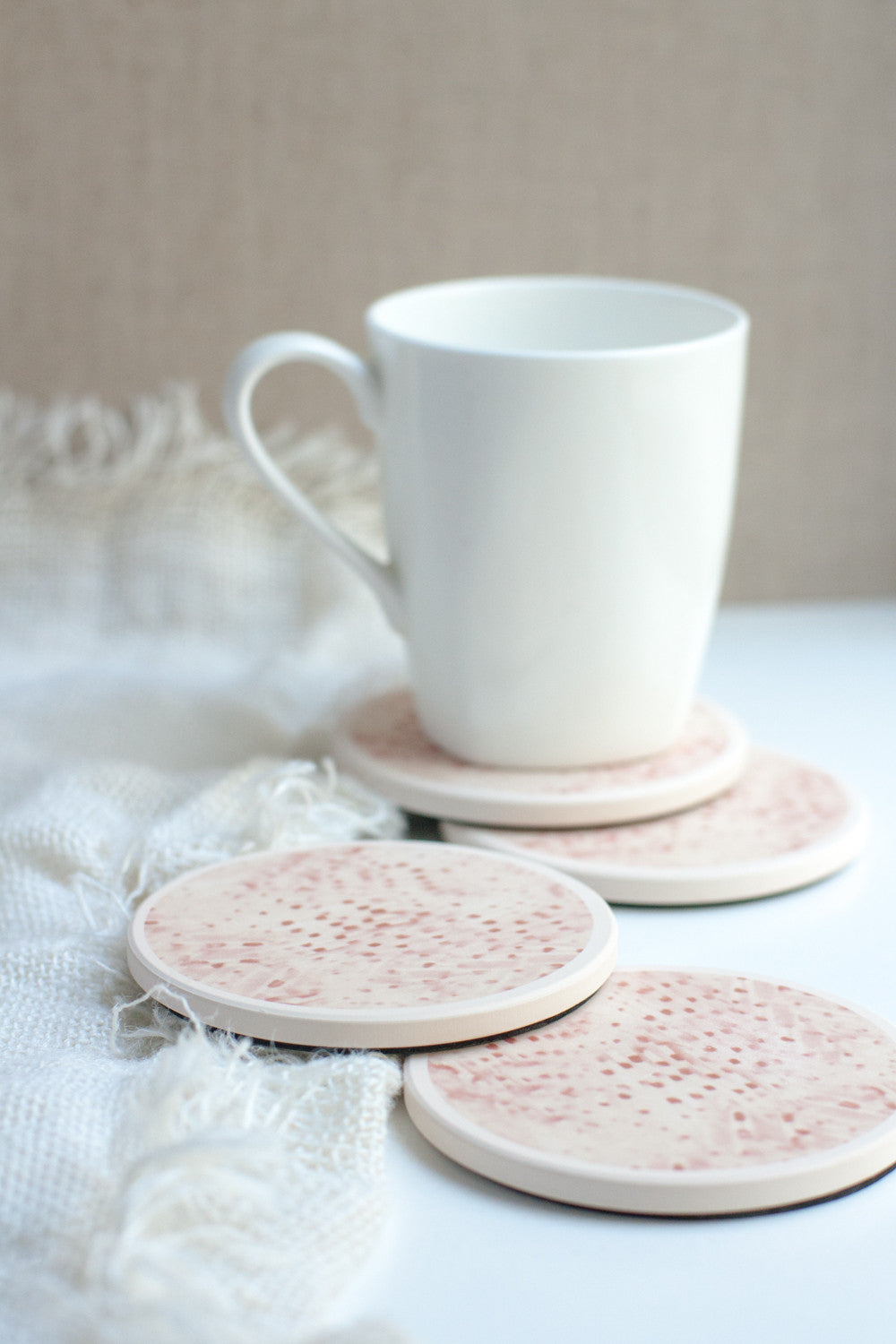 Ceramic Coasters, Pale Pink Dots– Gather Goods Co.