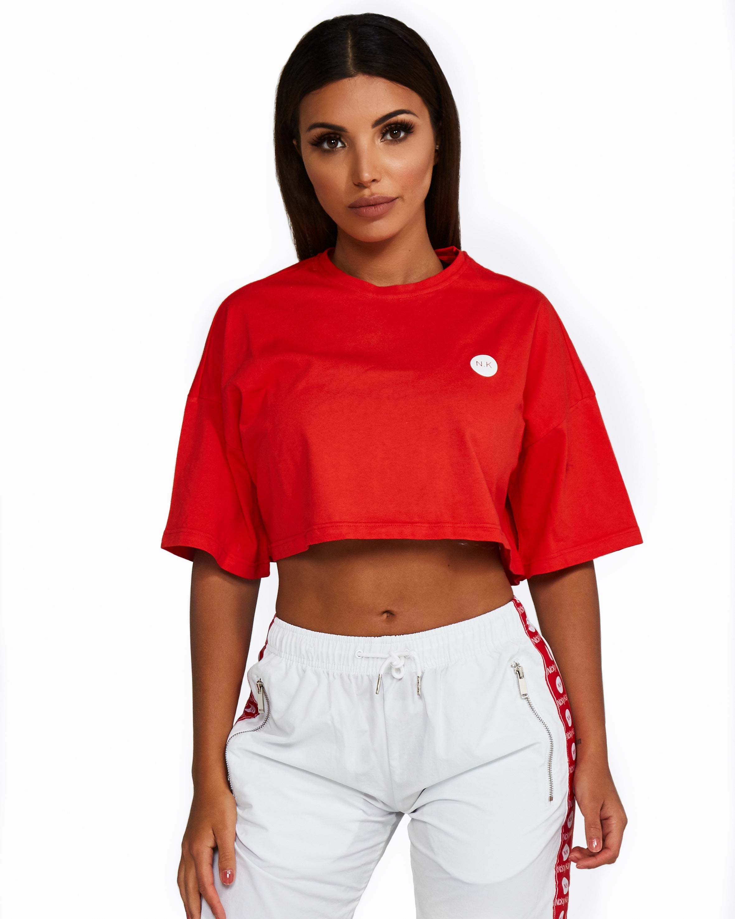 red crop tee shirt