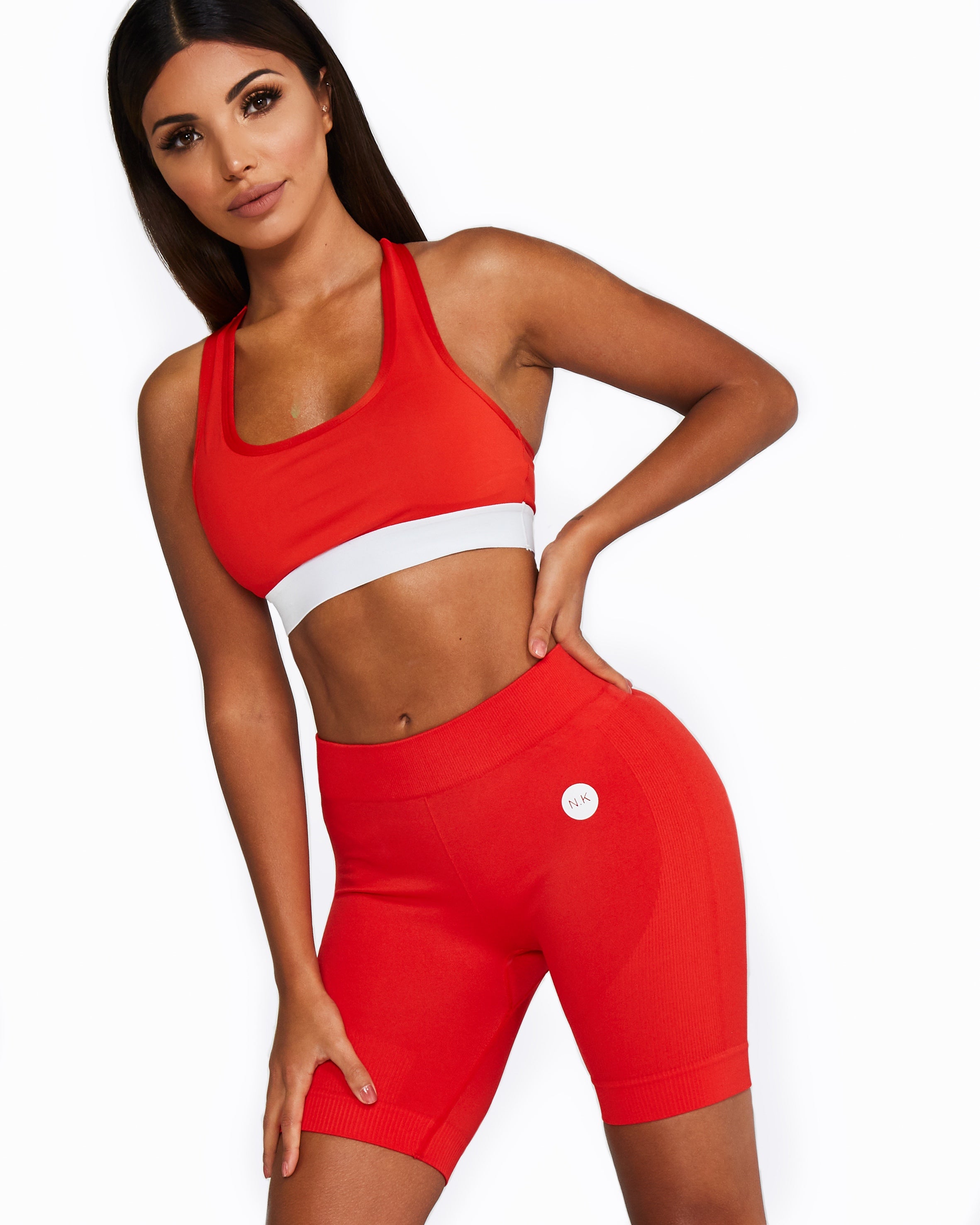 red cycling shorts