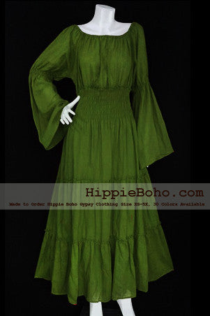 boho olive green dress