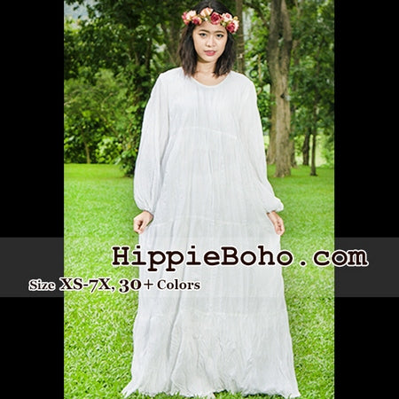 white cotton long sleeve maxi dress