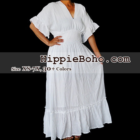 white dress bohemian style