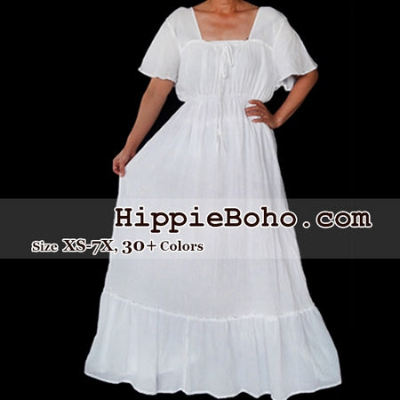 white maxi peasant dress