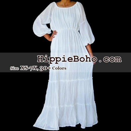 white long sleeve peasant dress