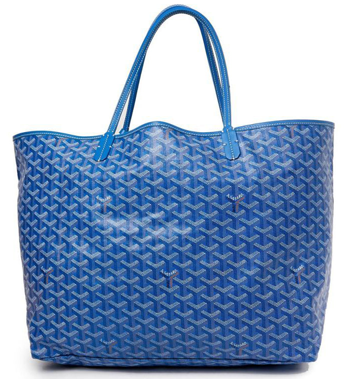 New Goyard Navy Blue Chevron St Louis PM Tote with Pouch Wallet