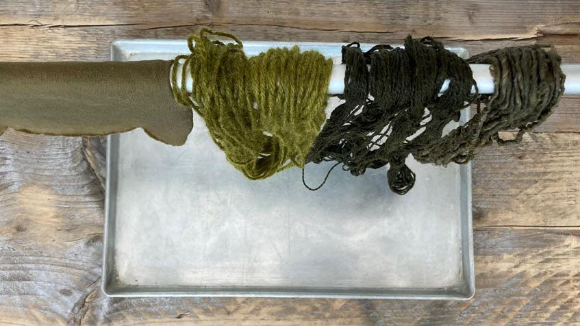 Iron modified fibres hanging to dry