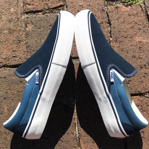 vans slip on pro navy two tone