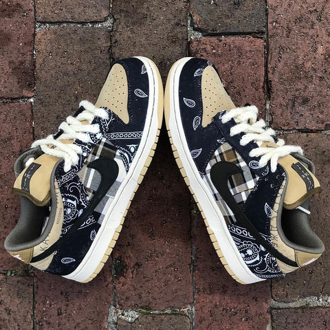 Nike SB Dunk Low Premium QS: Black/Black-Parachute Beige: (Travis Scott)