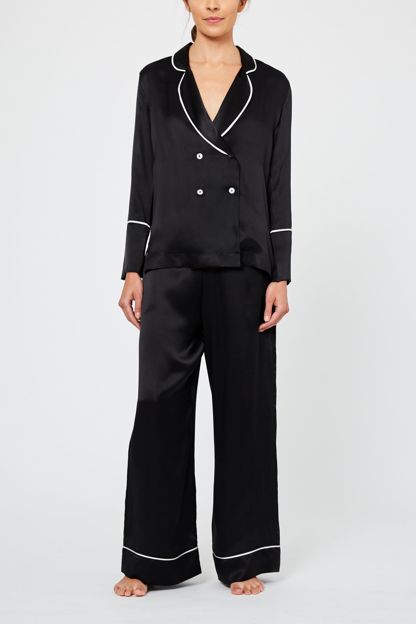 Dietrich Black Silk Pyjama Set - Women's Luxury Sleepwear | Hesper Fox