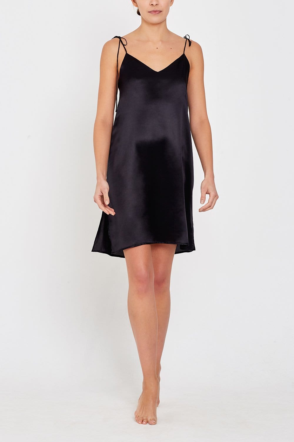 silk short black dress