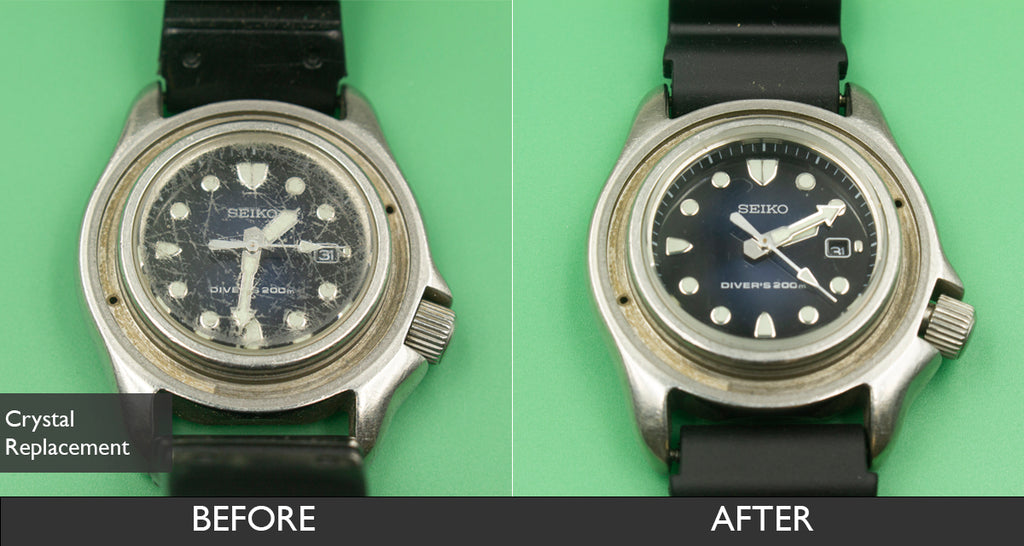 Before and After Watch Crystal Replacement for Seiko Divers 200m Diver –  Total Watch Repair