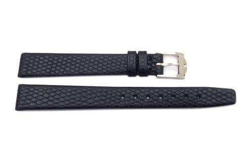 Genuine Movado 12mm Genuine Black Textured Leather Lizard Grain Watch Band