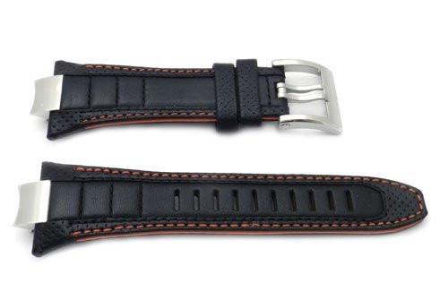 Seiko Sportura Black Leather Orange Stitching and Lining 32mm Watch Strap |  Total Watch Repair - 4A1R1JT