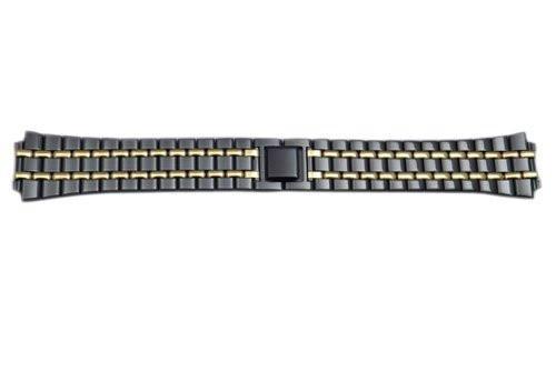 Seiko Dual Tone Black and Gold Titanium Carbide Nitride Stainless Steel  Fold-Over Clasp 18mm Watch Bracelet | Total Watch Repair - 4557WG
