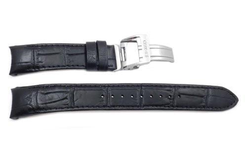 Seiko Black Genuine Textured Leather Crocodile Grain Deployment Clasp 20mm  Watch Band | Total Watch Repair