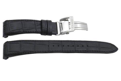 Seiko Black Genuine Textured Leather Deployment Clasp 20mm Watch Band |  Total Watch Repair - 4A072JL