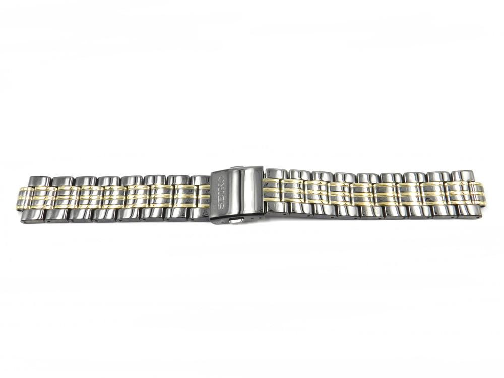 Seiko Dual Tone Gun Metal Black and Gold Stainless Steel Fold-Over Push  Button Clasp 20mm Watch Bracelet | Total Watch Repair - 35K5VZ
