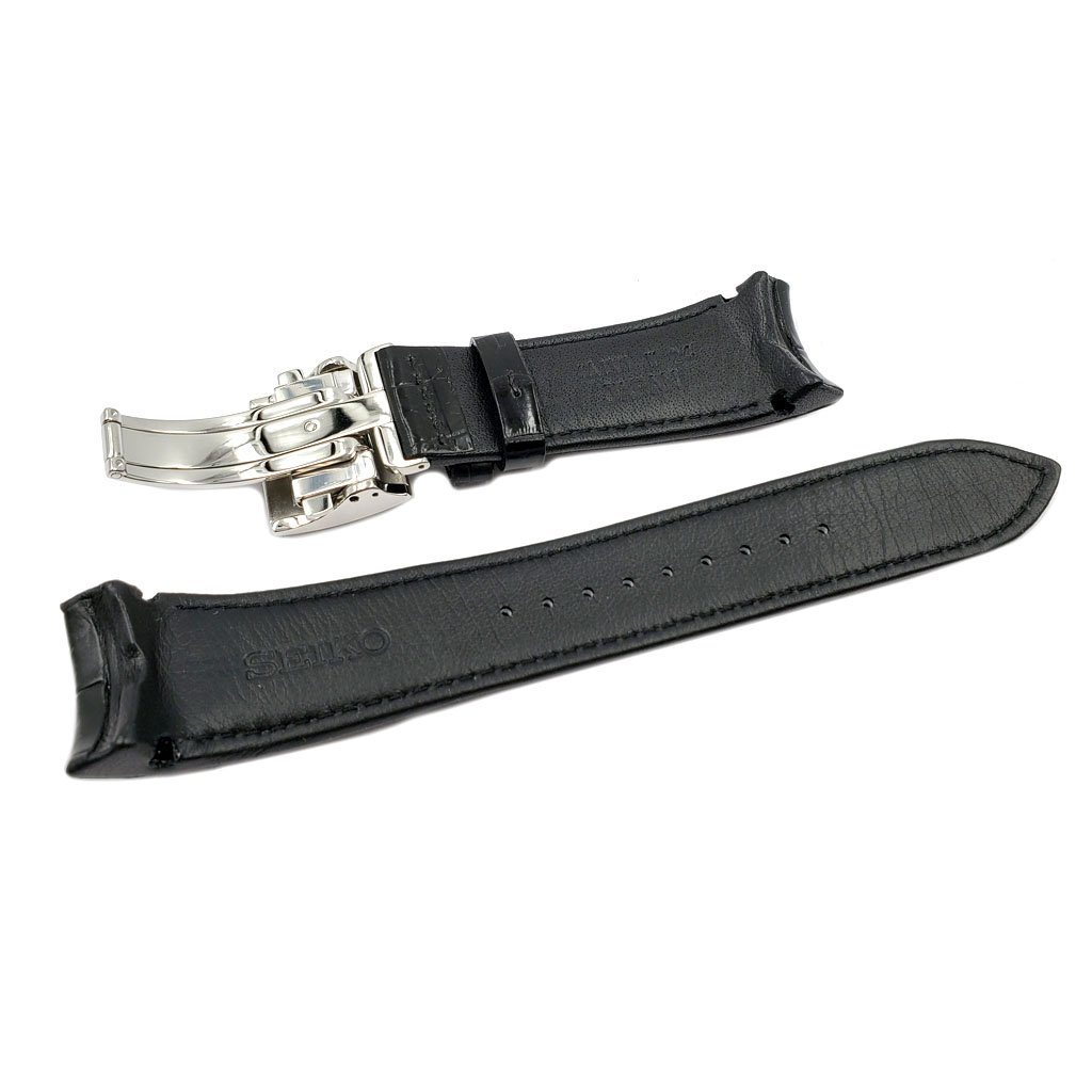 Genuine Seiko Ananta Series Black Crocodile Leather 24mm Watch Strap ...