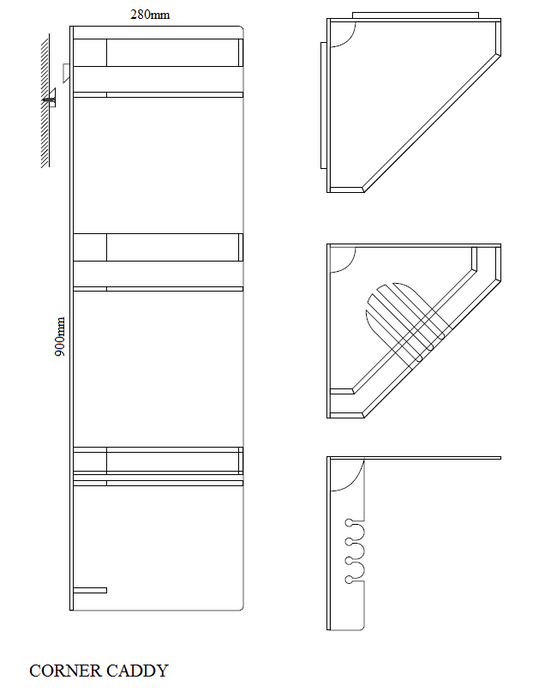 Clear Acrylic Shower Glass Caddy 700 x 350mm – Kalessi Bathroomware