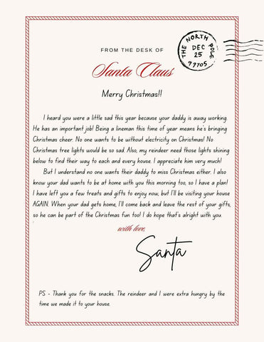 a letter from santa explaining he will come back later