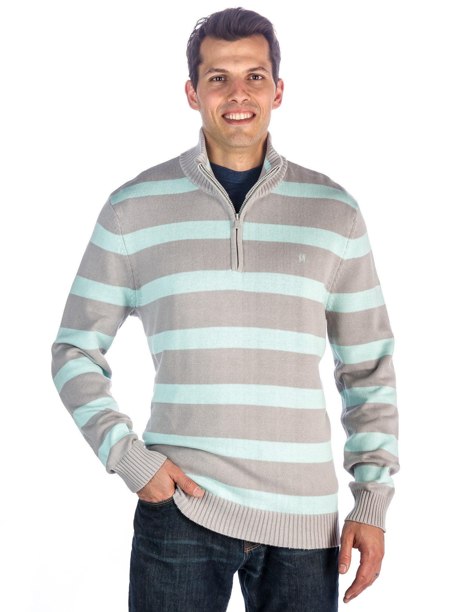 Noble Mount Men's 100% Cotton Half-Zip Pullover Sweater