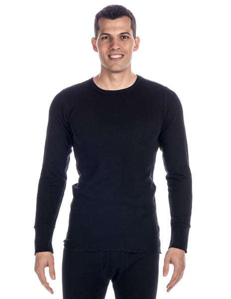 Noble Mount Men's Classic Waffle Knit Thermal Crew Top