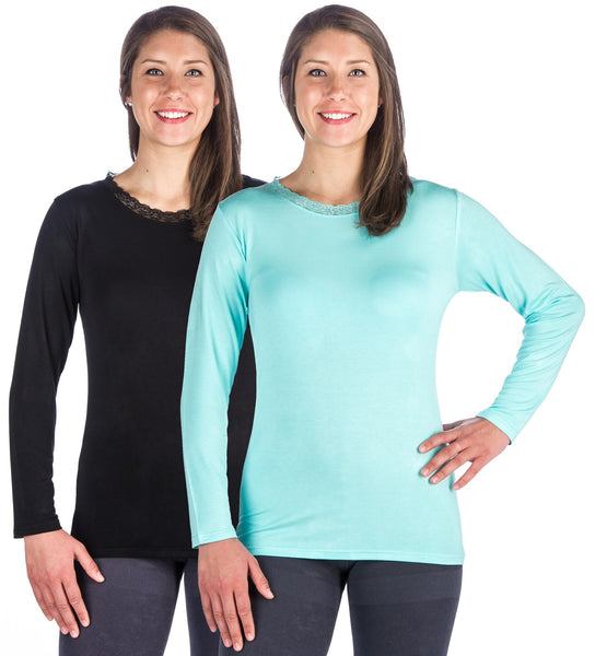 Women's Cool Knit Long Sleeve Layering T-Shirt - 2 Pack – Noble Mount