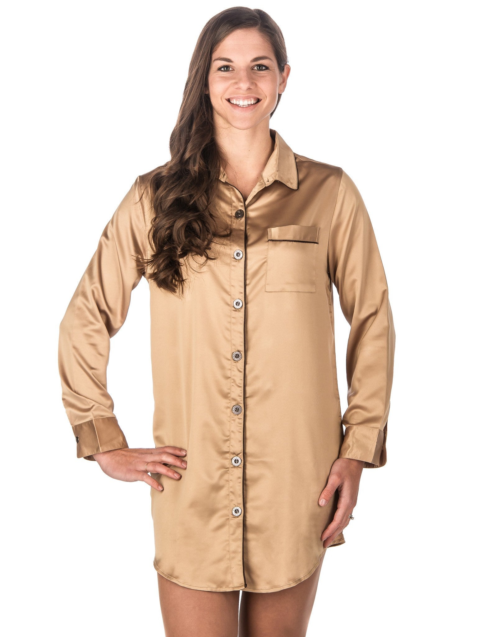 Women's Premium Satin Long Sleeve Sleep Shirt – Noble Mount