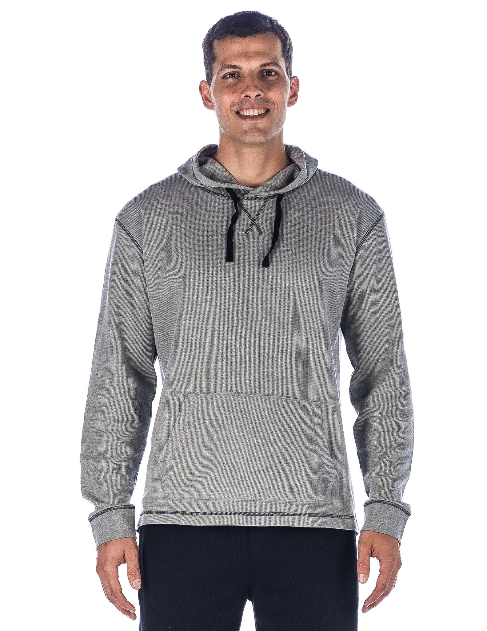 Noble Mount Men's Solid Thermal Lounge Hoodie