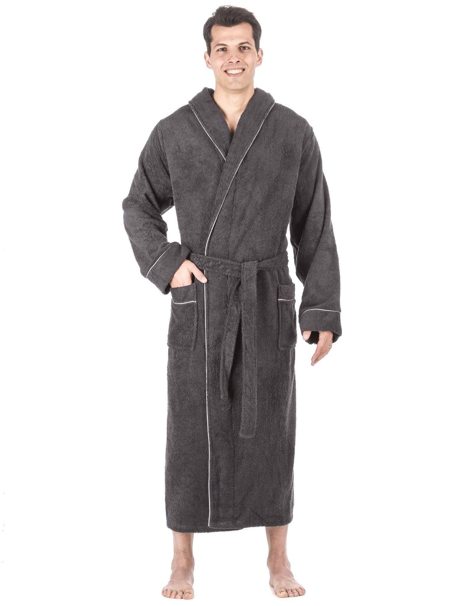 Noble Mount Men's 100% Cotton Terry Long Hooded Bathrobe