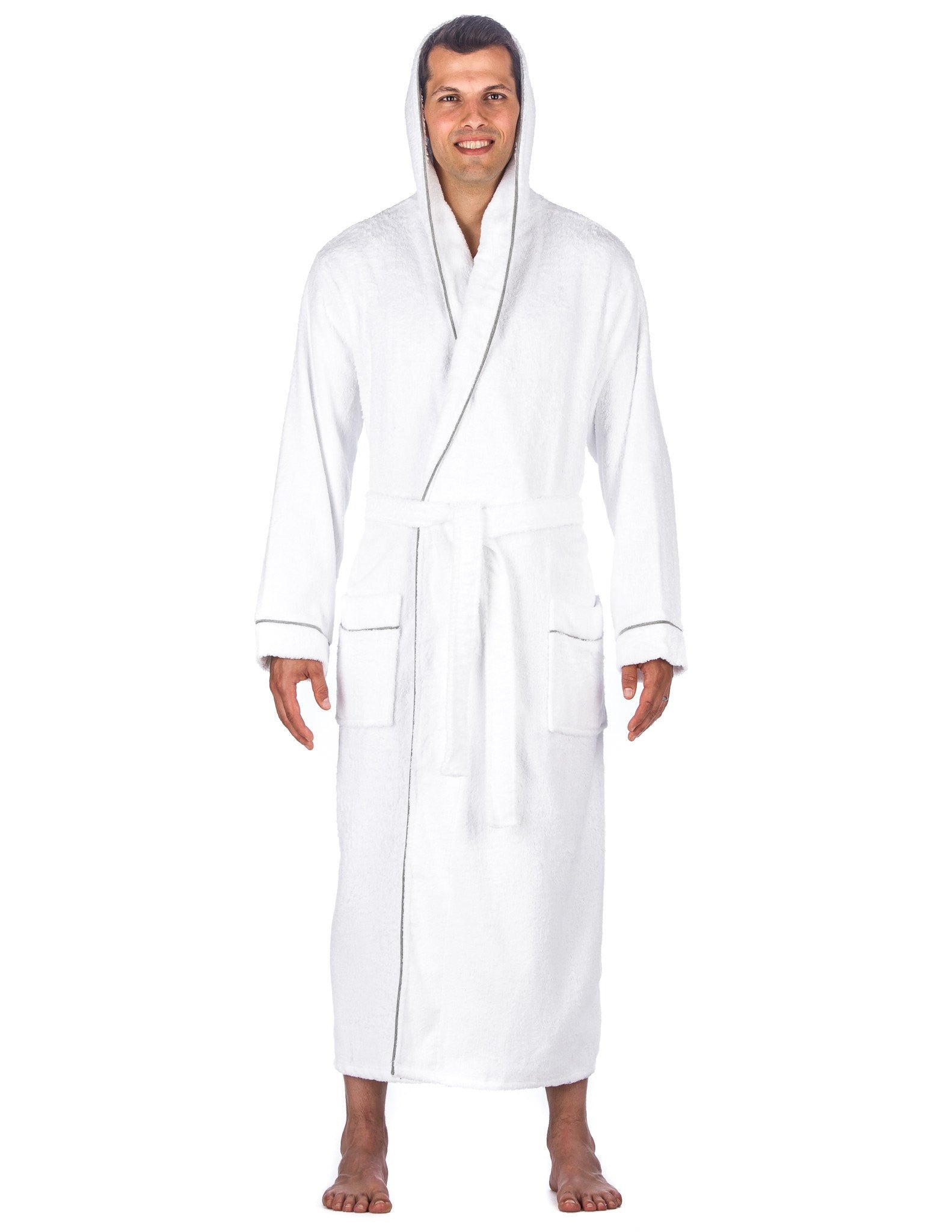 Noble Mount Men's 100% Cotton Terry Long Hooded Bathrobe