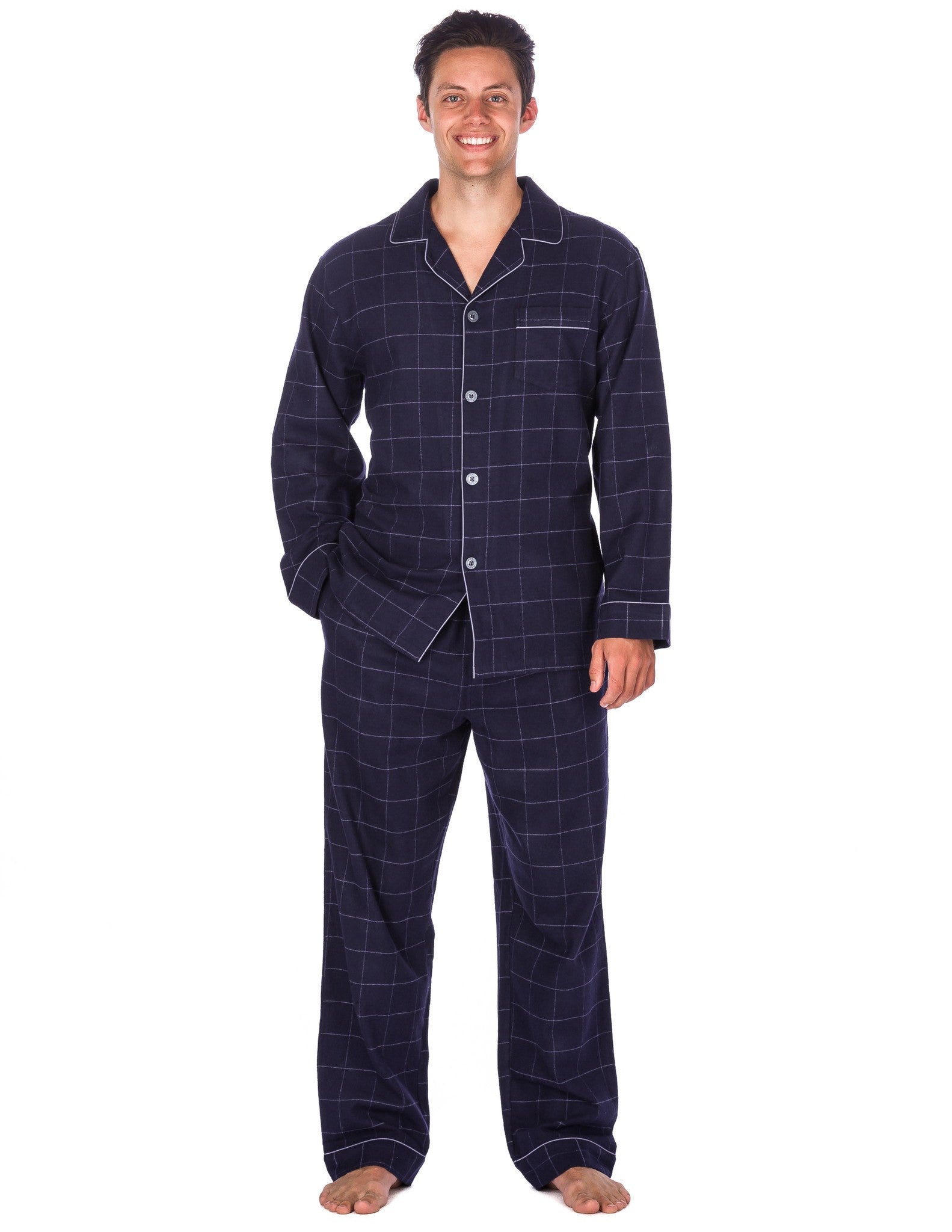 Men's Premium 100% Cotton Flannel Pajama Sleepwear Set (Relaxed Fit ...