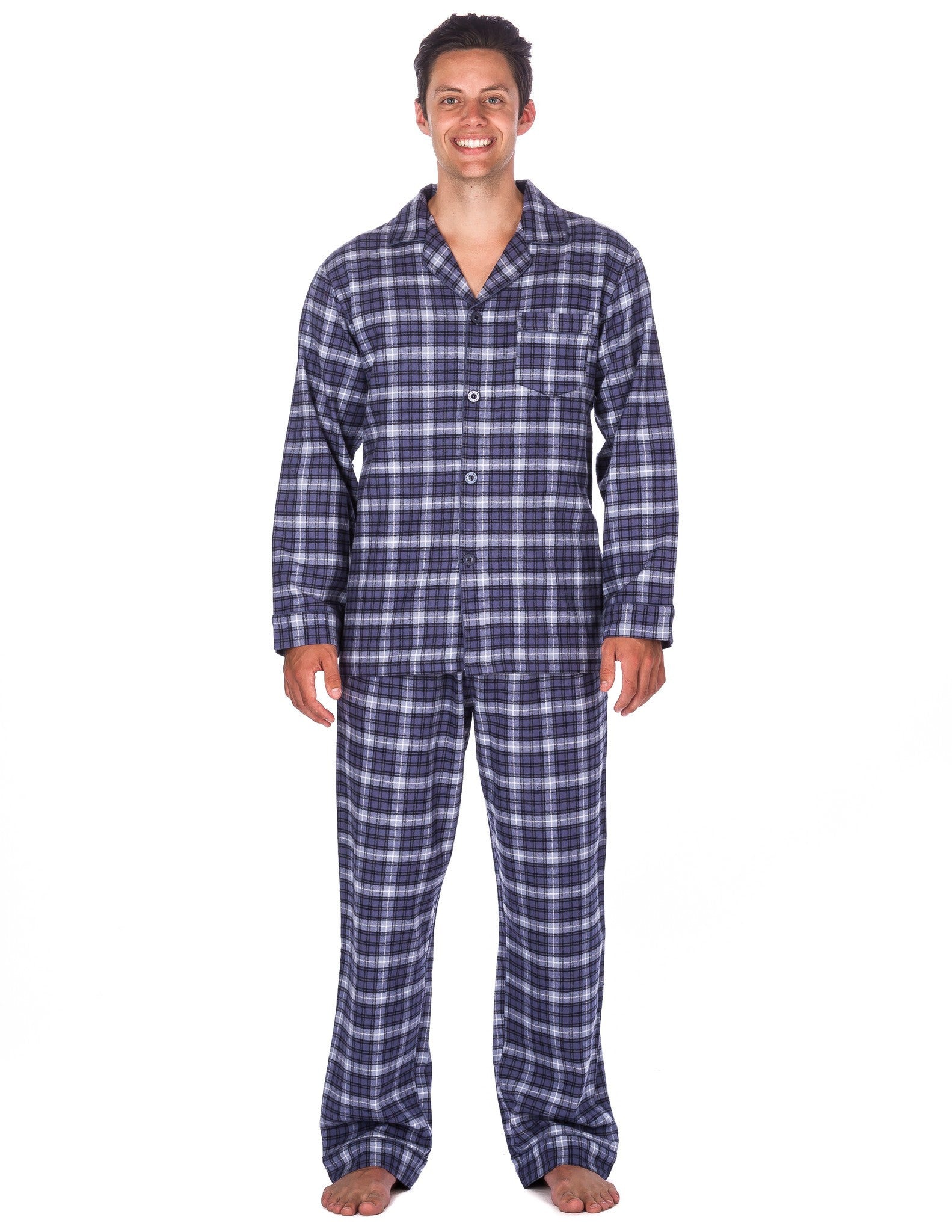 Men's Premium 100% Cotton Flannel Pajama Sleepwear Set (Relaxed Fit ...