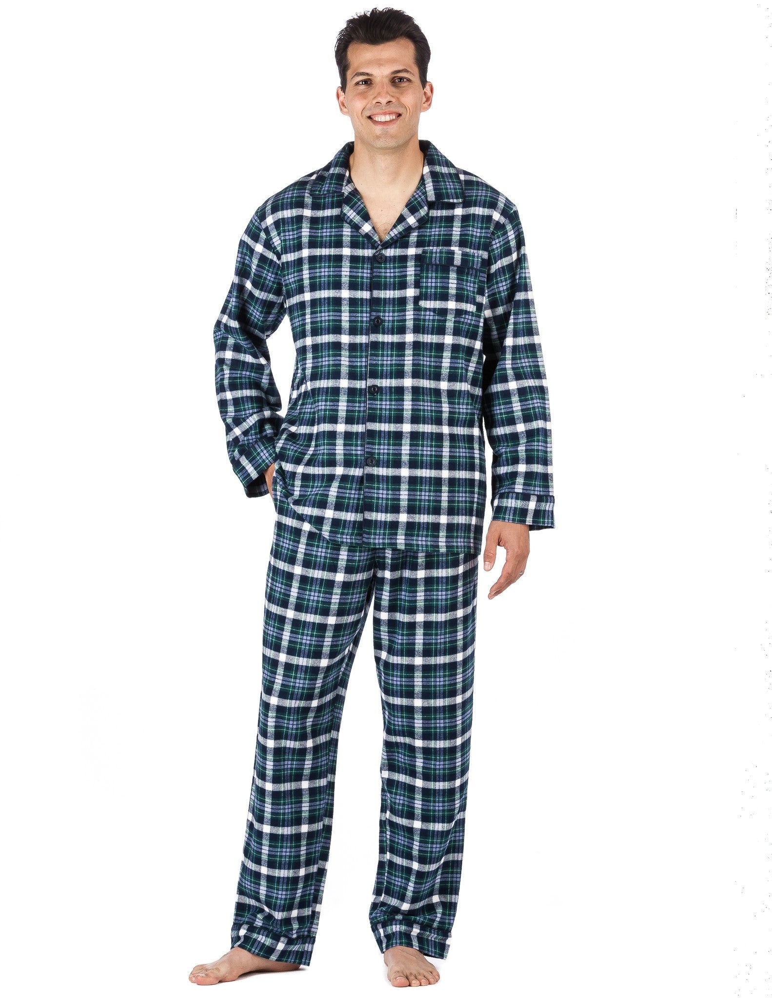 Men's Premium 100% Cotton Flannel Pajama Sleepwear Set (Relaxed Fit ...