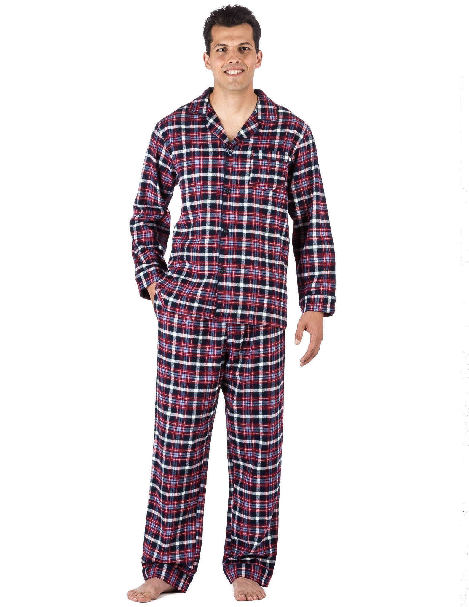 Men's Premium 100% Cotton Flannel Pajama Sleepwear Set (Relaxed Fit ...
