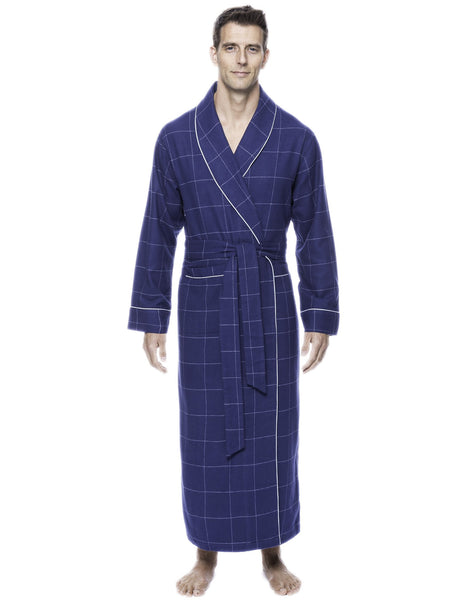 Noble Mount Men's Premium 100% Cotton Flannel Long Robe