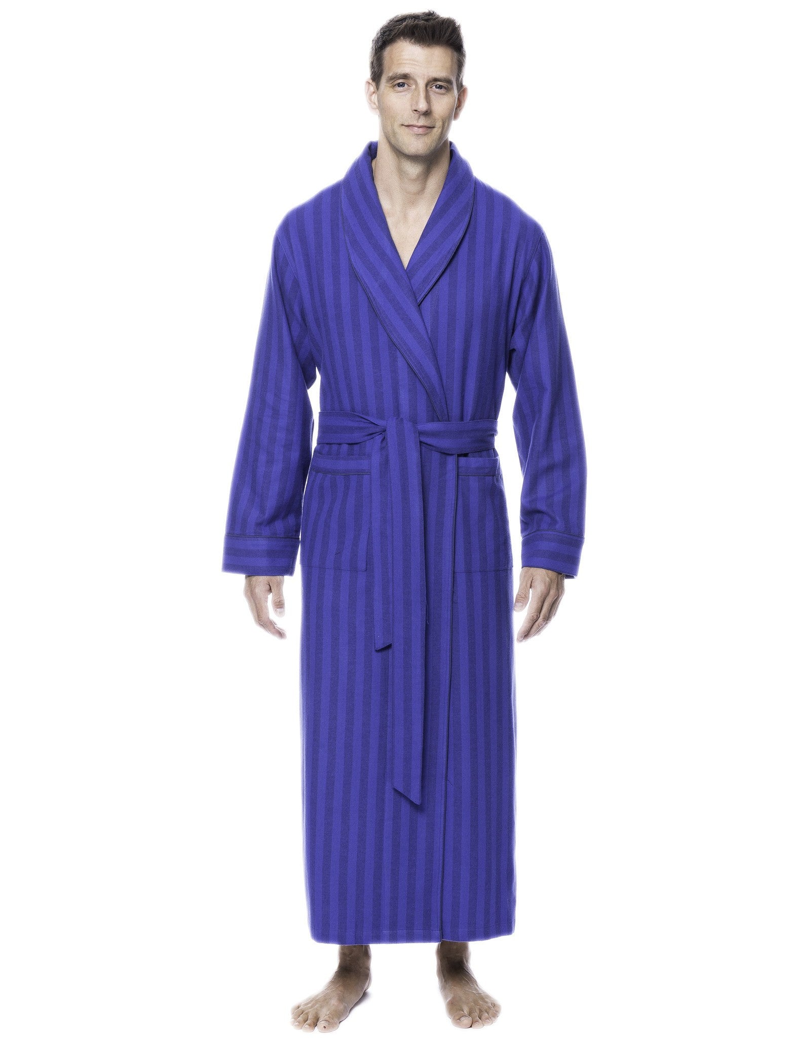 Noble Mount Men's Premium 100% Cotton Flannel Long Robe