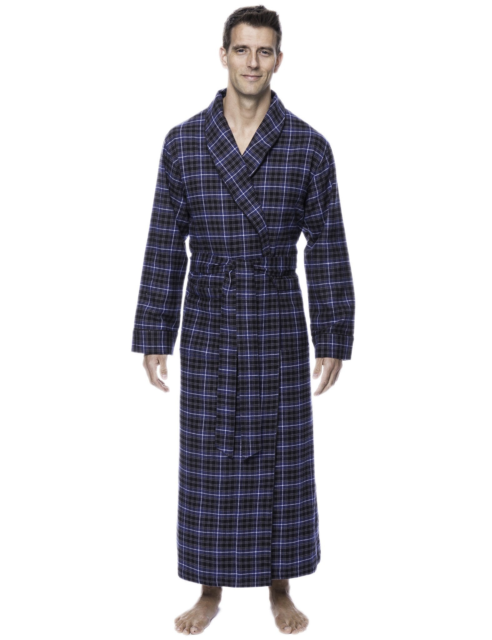 Noble Mount Men's Premium 100% Cotton Flannel Long Robe
