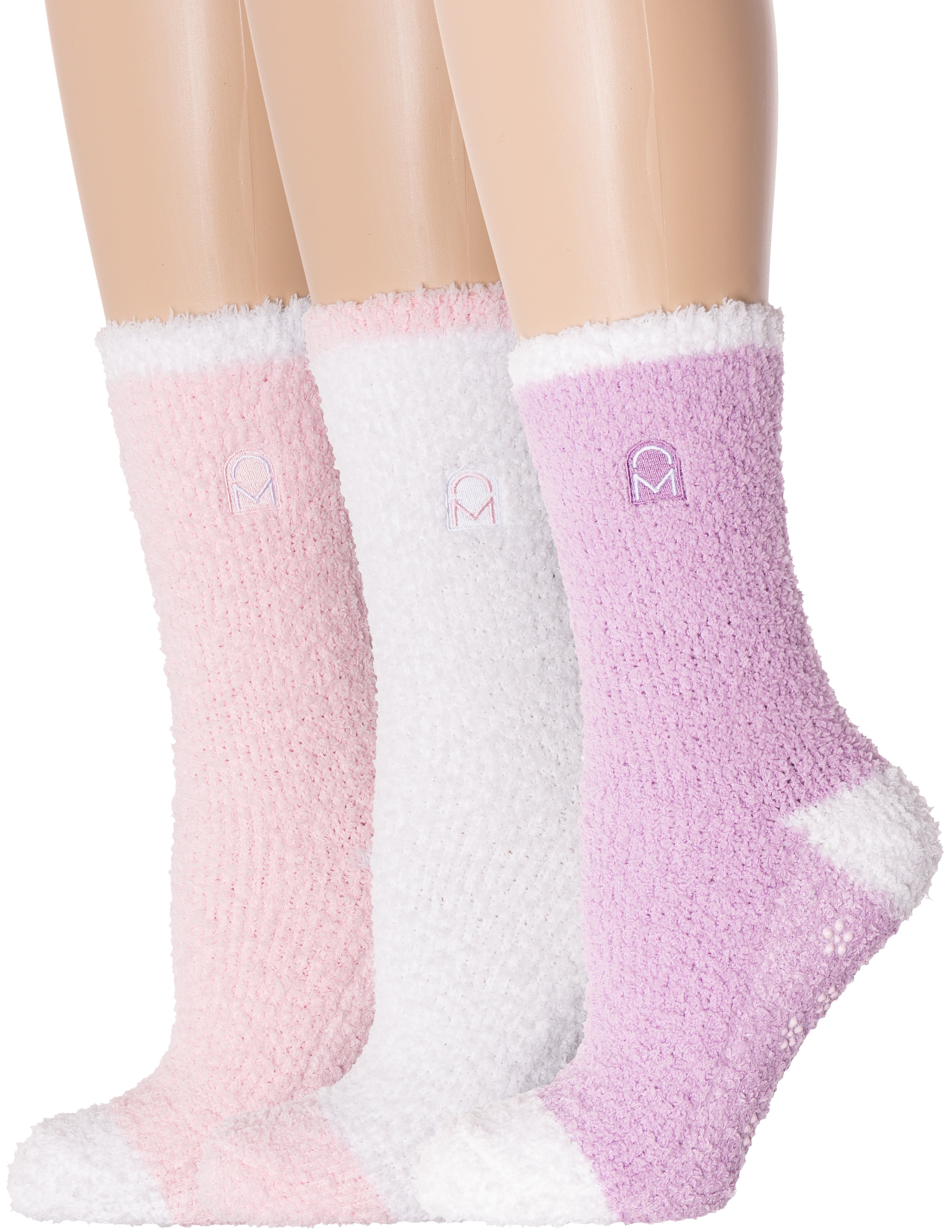 Women's (3 Pairs) Soft Anti-Skid Fuzzy Winter Crew Socks – Noble Mount