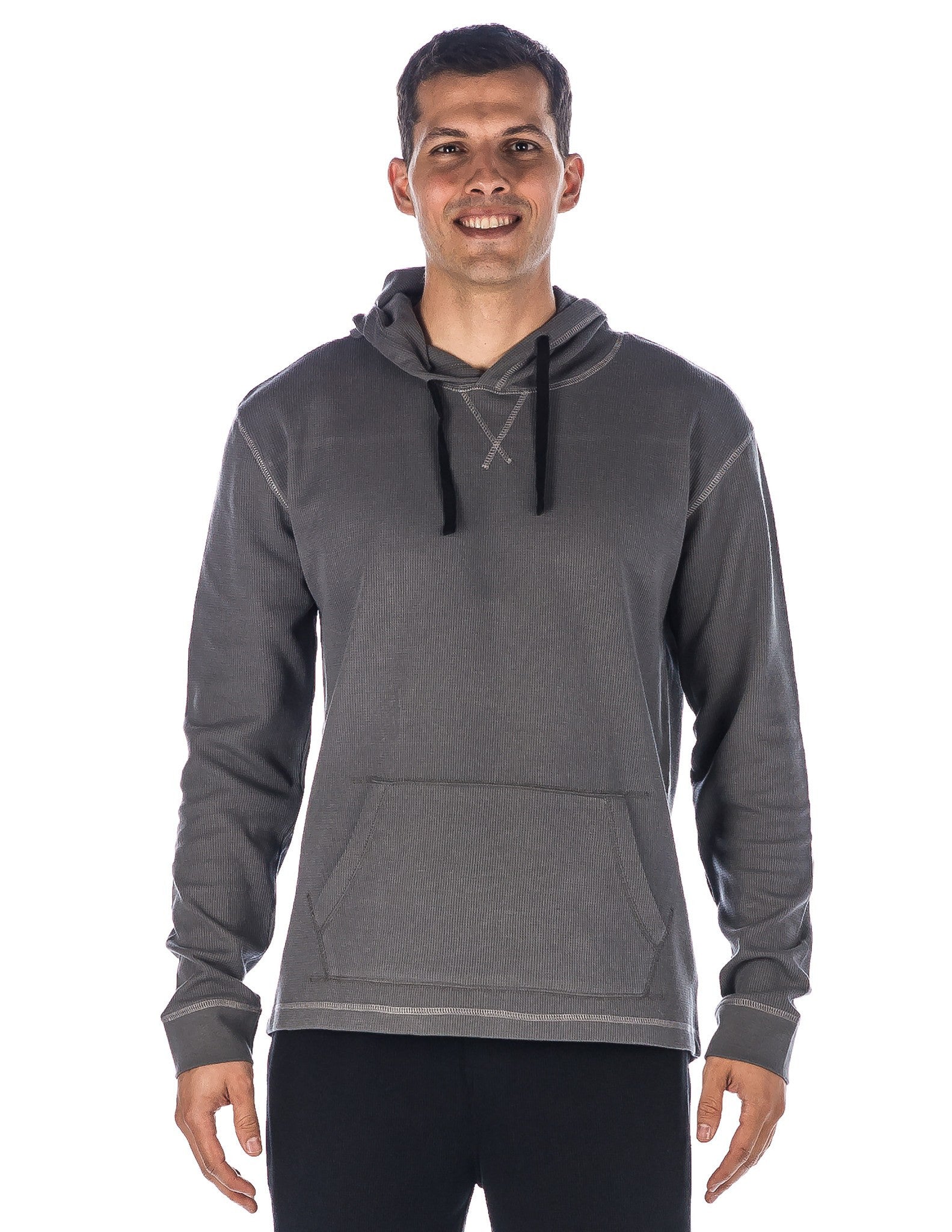 Noble Mount Men's Solid Thermal Lounge Hoodie